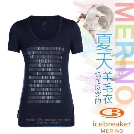【紐西蘭 Icebreaker】女款 美麗諾羊毛 TECH-LITE 圓領短袖休閒上衣/IB104696 夜藍✿30E010
